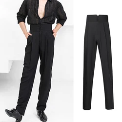 New Latin Dancing Trousers Male Latin Dance Costume High Elastic Waist Ballroom Dance Competition Pants Practice Wear  DNV14933