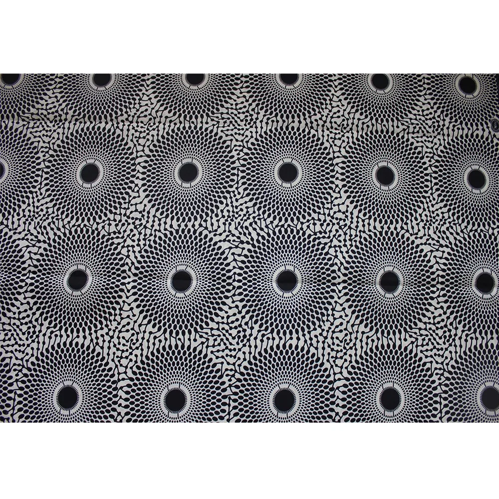 ankara fabric 2024 latest Original real wax prints 100% polyester African wax print fabric in black and white color kent fabric