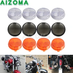 Clear Smoke Amber Front&Rear Turn Signal Light Lenses For Honda VTX Aero 1300 Kawasaki Vulcan 1600 VN1600 2.75'' Round Lens