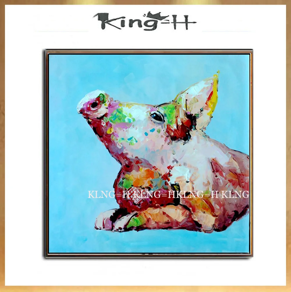 Abstract Art Handpainted Pig Oil Painting Modern Animals on Canvas For Living Room Decor Wall Art Wall Pictures Craft