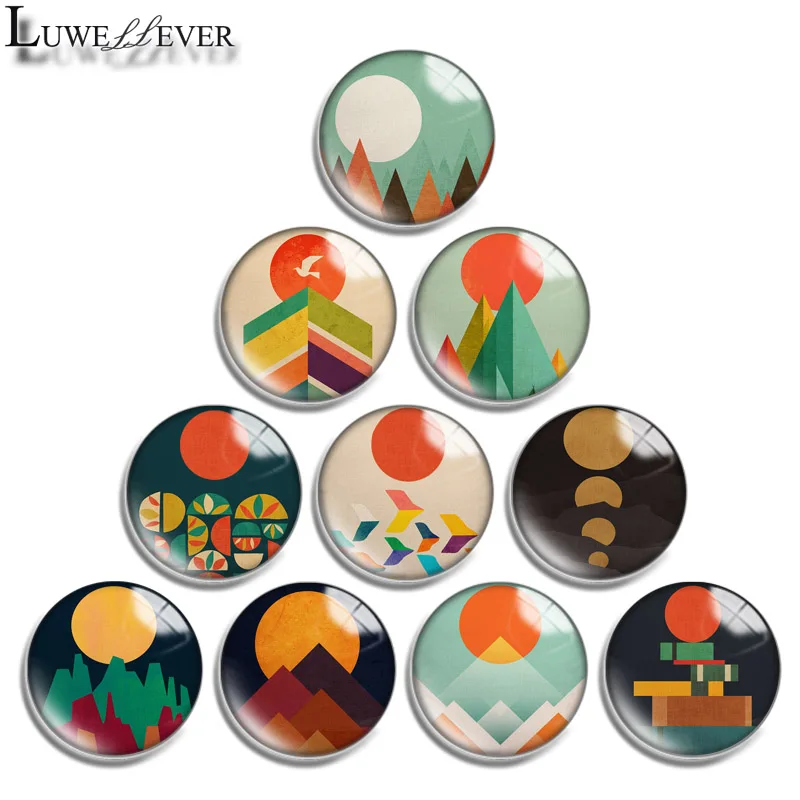 

12mm 14mm 16mm 20mm 25mm 30mm 696 Geometric Sun Mix Round Glass Cabochon Jewelry Finding 18mm Snap Button Charm Bracelet