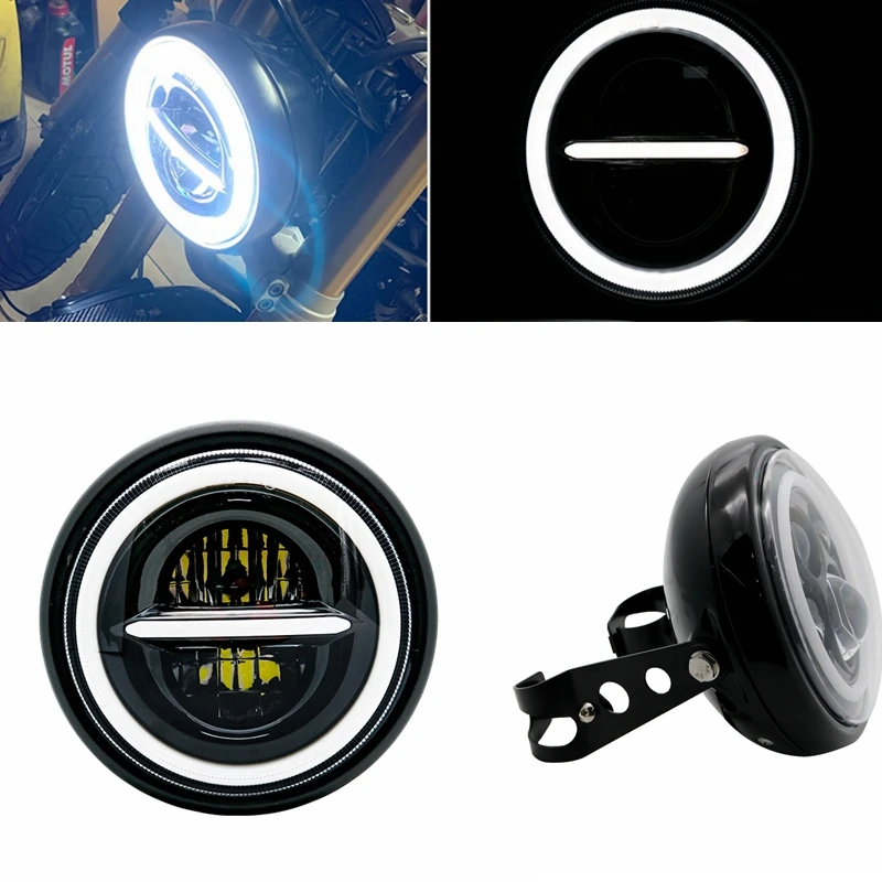 مصباح أمامي ليد مستدير عالمي ل - مراجعة Universal Motorcycle Led Headlight Projector وسعره