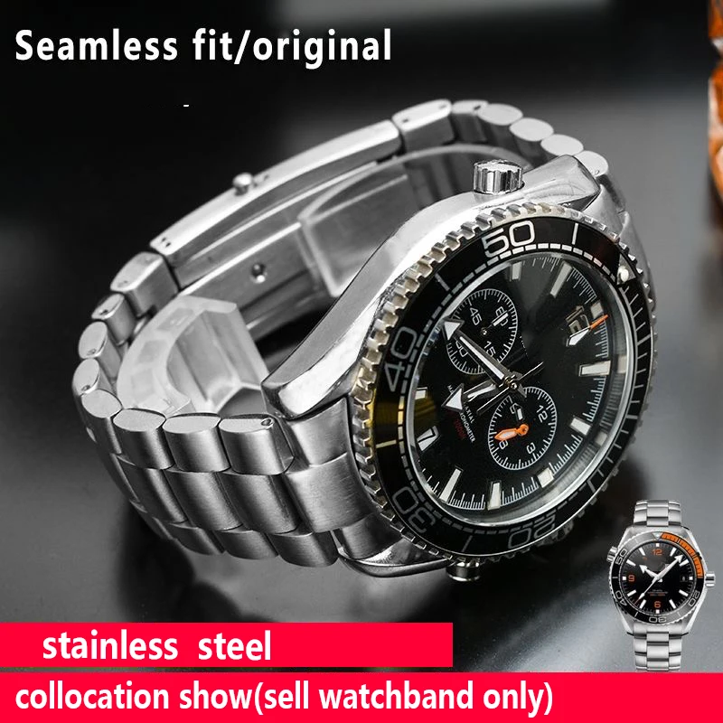 High Quality Watch Band For OMG SEAMASTER 300 600 PLANET OCEAN Solid Stainless Steel wrist Strap Fold Clasp Watch Accessorie