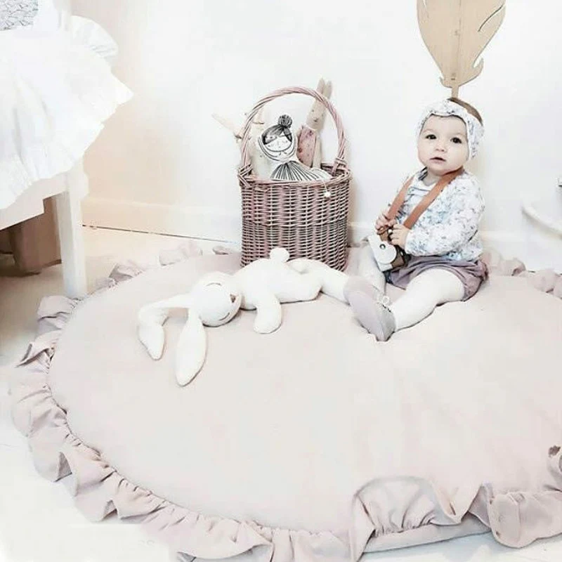 Игровой коврик для новорожденных, детские мягкие игровые коврики, мягкий хлопковый коврик для ползания, игровые коврики для девочек, Круглый