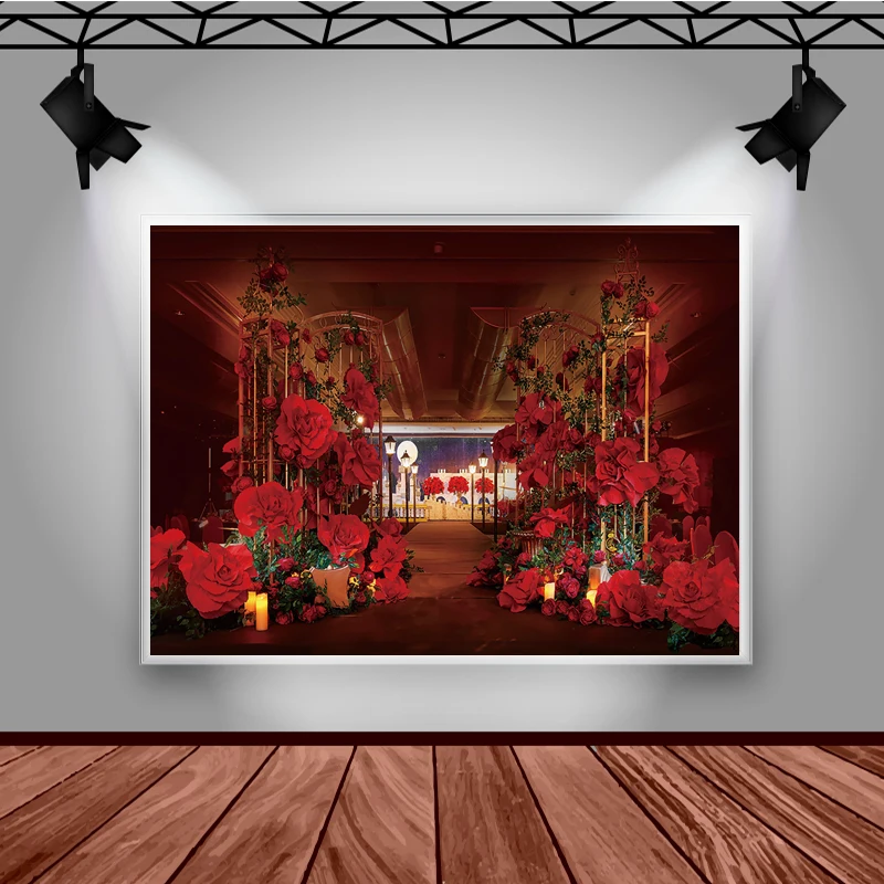 Mocsicka – arrière-plan de Photo de mariage, pétales de Rose rouge, décoration de mariage, bannière de photographie personnalisée