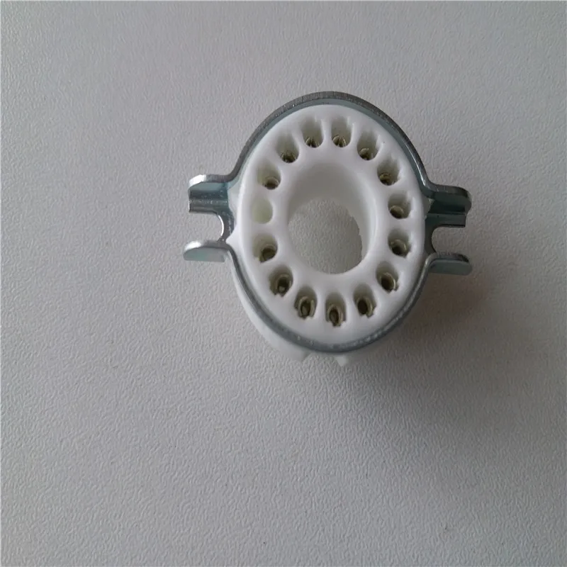 Ceramic Tube Socket 14 Pin Tube Sockets Seat Holder GZC14-F Mounting Silver Foot Electrical Plug For Tube Amplifier DIY