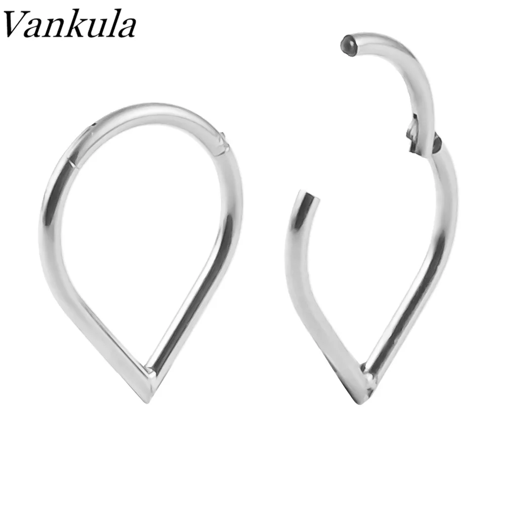 Vankula 10pc Nose Lip Ring Hoop Cartilage Tragus Sleeper Earrings Hinged Clicker Segment Septum Piercing Body Jewelry