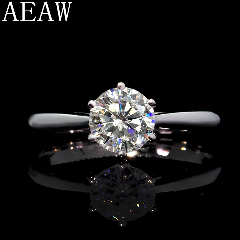 AEAW 6 Claw 1 Carat 14k White Gold Lab Grown Diamond CVD ring Wedding/Engagement rings For Women's Ring Jewelry IGI