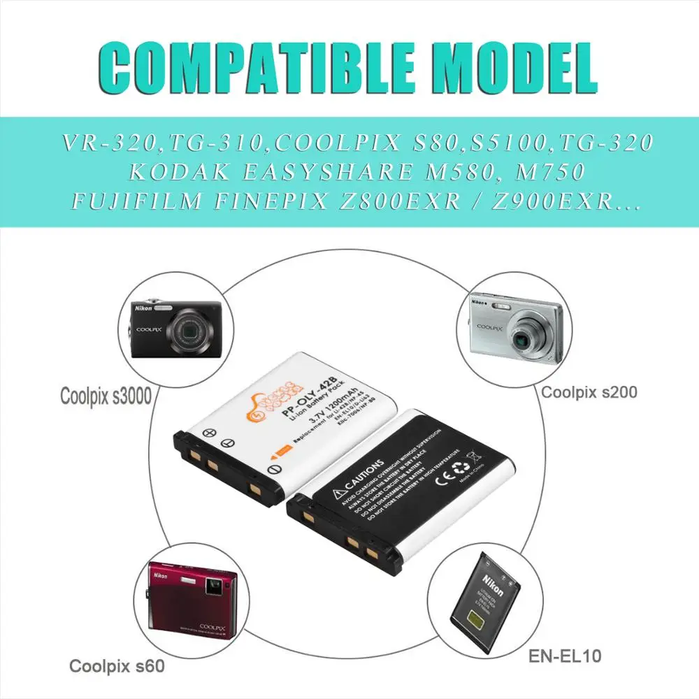 Pickle Power 1200mAh Li-40B Li-42B EN-EL10 batería LED 3 ranuras cargador para Olympus para FUJIFILM NP-45 NP 45 NP45 NP 45A 45B 45S