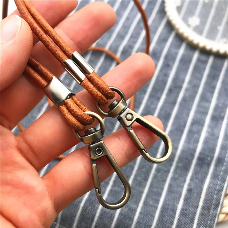 Genuine Leather Lanyard Neck Strap For Mobile Phone Bag Keys ID Credit Work Card Holder Neck Lanyard Keychain Neckline Straps