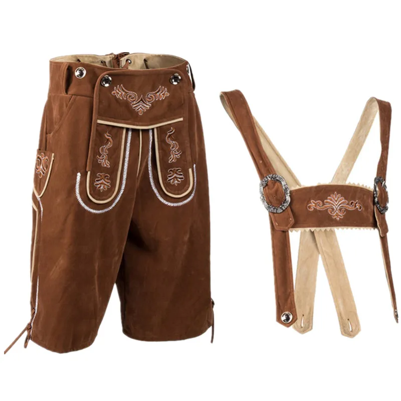 Costume da birra bavaresi Lederhosen da uomo Oktoberfest Carnival Party Fancy Dress bretelle pantaloncini vacanze