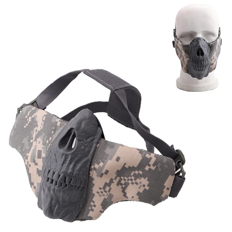 

Tactical Airsoft Head-mounted Half Face Masks Outdoor field hunting camouflage skull mask Military Paintball CS War Game Masks