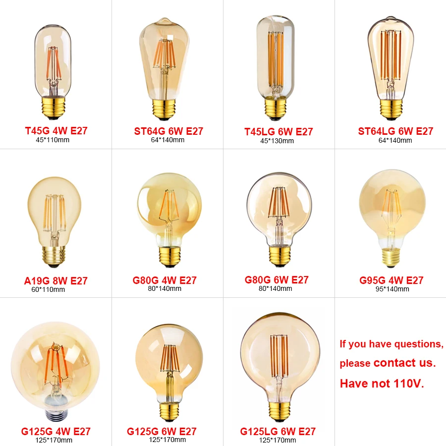 Ampoule LED E14 E27, 220V, variable, Vintage, Filament, T22, 1W, décoration rétro à incandescence, Ampoule de lampe d\'éclairage LED