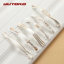 YUTOKO Cabinet Handles Zinc Aolly White Kitchen Cupboard Door Pulls Drawer Knobs European Fashion Furniture Handle Hardware