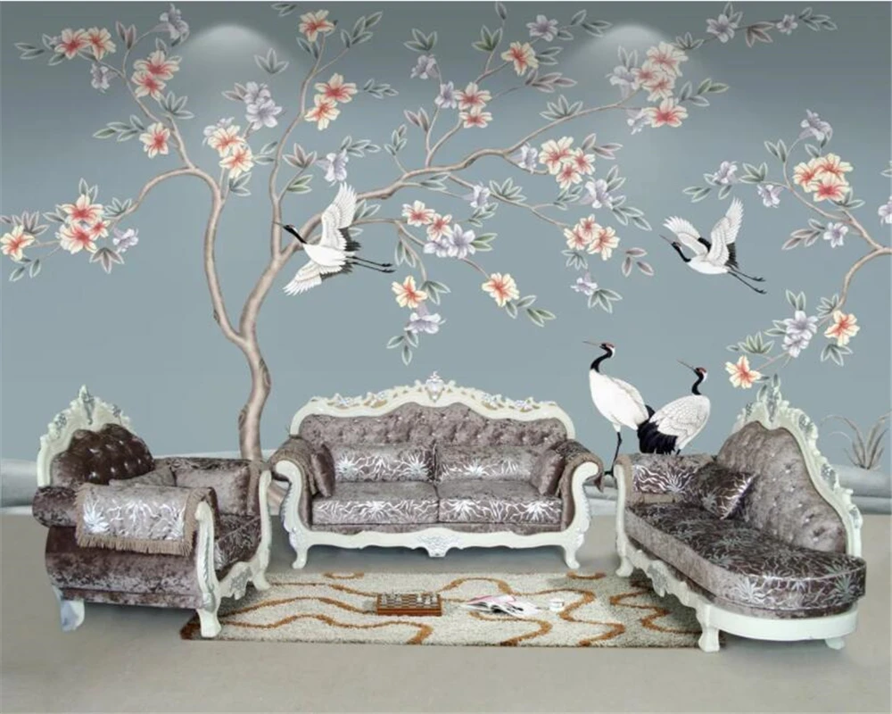 

Beibehang Custom wallpaper photo European classical flower and bird art sofa TV background wall decoration mural 3d wallpaper