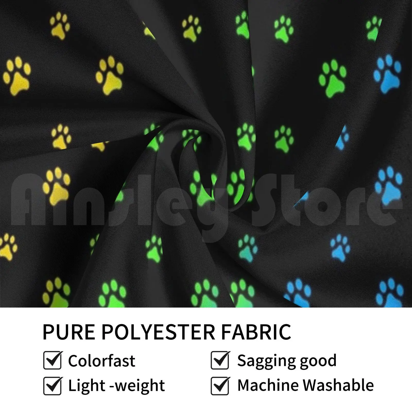 Rainbow Paws-Blk Tapestry Living Room Bedroom Face Cover Cover Paw Paws Paw Paw Pawprints Pawprint Dog Cat