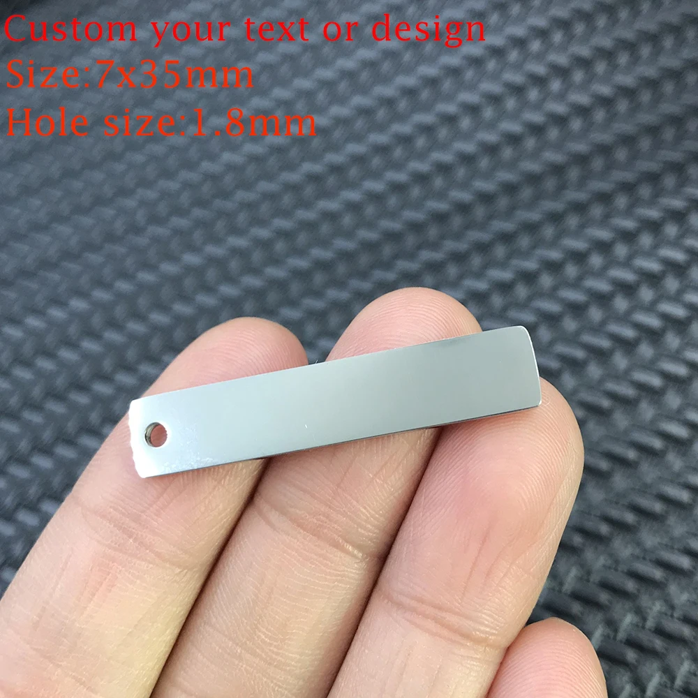 MaiLun 30 Stück Edelstahl-Rechteckverbinder, kostenlose Lasergravur, individuelles Logo oder Design, rechteckiger Anhänger, gravierbare Stange – Detail 9