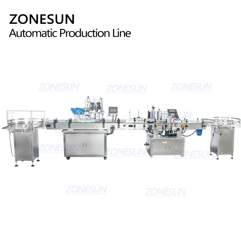 Zonesun ZS-FAL180A8 bomba magnética automática cheia de suco líquido garrafa água enchimento tampando e máquina rotulagem linha