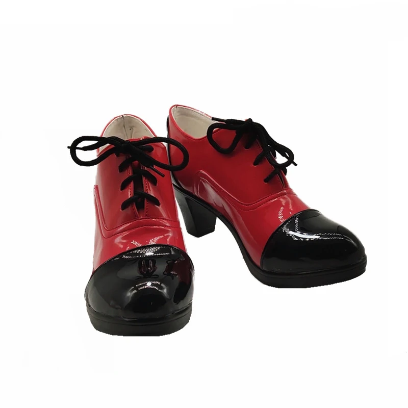 Anime Black Butler Grell Sutcliff Cosplay Shoes Red&Black Ankle Boots High Heels Adult Carnival Halloween Cosplay Boots