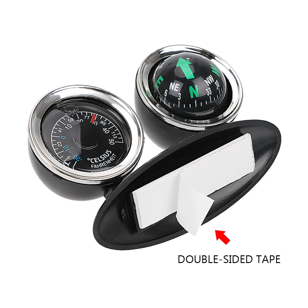Car Ornaments Compass Thermometer Guide Ball Dashboard Meters Gauge Decorative Truck Automobile Accessories Interior Decoration