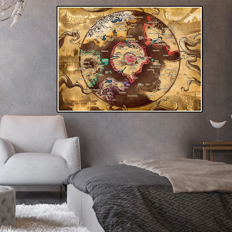 150*100Cm Retro Bản Đồ Tranh Canvas Vintage Trang Trí Không Dệt Trang Treo Tường Và Hình In Phòng Khách trang Trí Nhà Cửa