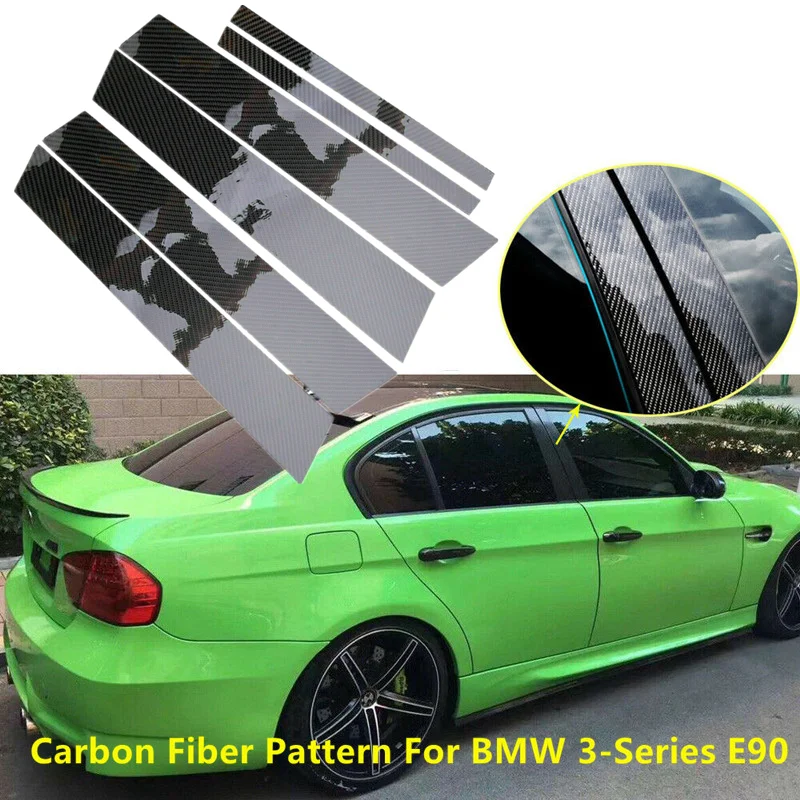 

5D Carbon Fiber Pattern Window Pillar Strip Trim Mouldings Trim Sticker Decal For BMW 3-Series E90 2005-2012