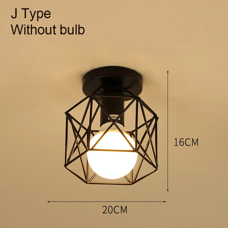 E27 Retro Iron Ceiling Light Black Vintage Loft Decoration Industrial Metal Cage Hanging Ceiling Lamp for Corridor Aisle Balcony