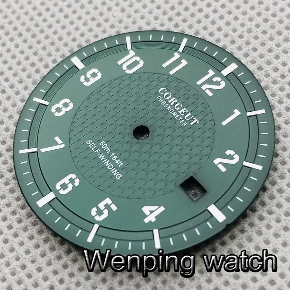 New 34mm Green/Coffee/Black White Sterile Watch Dial Green Luminous Fit NH35 NH36 Movement Watch Accessories Parts