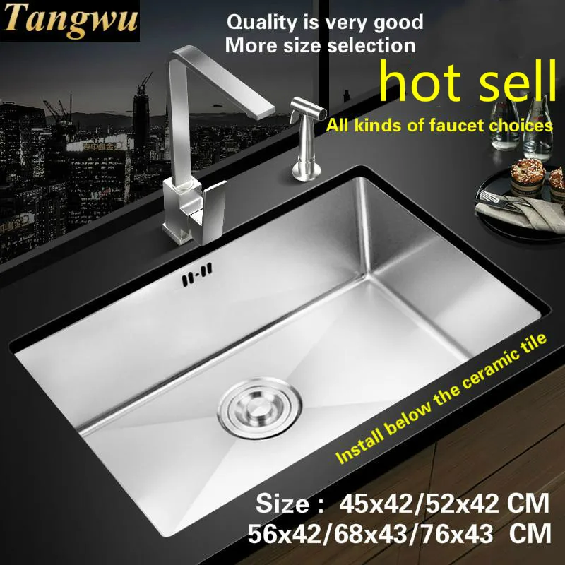 

Free shipping Multifunction kitchen manual sink single trough 304 stainless steel hot sell 45x42/52x42/56x42/68x43/76x43CM