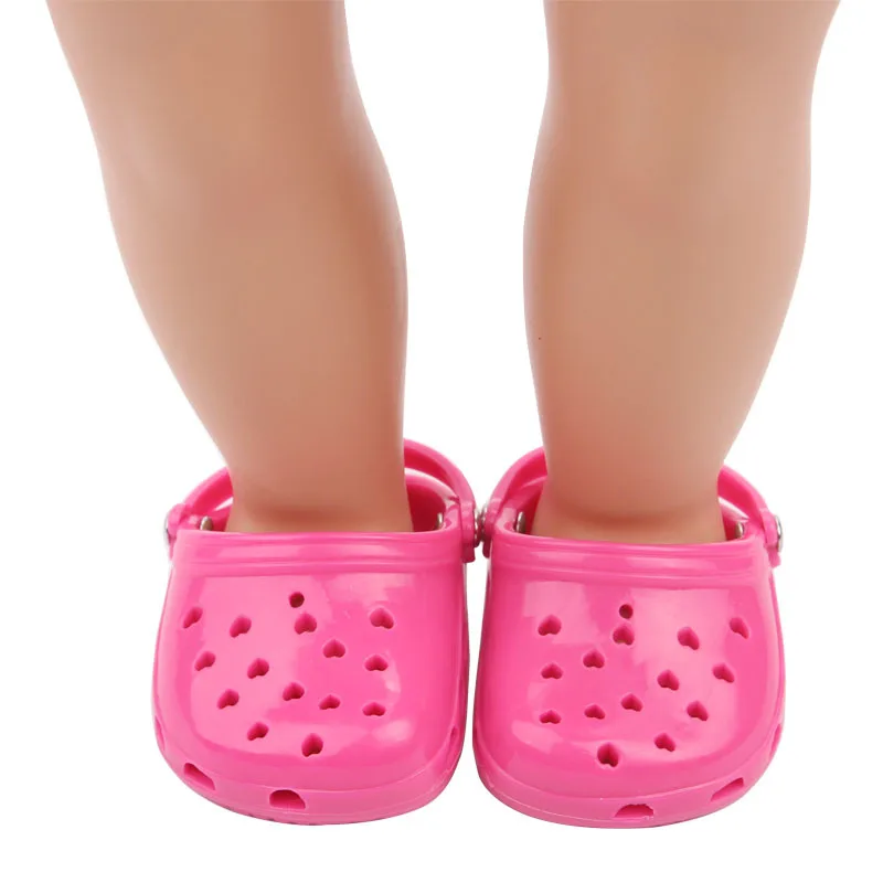 43 cm Doll's Sandals Doll Clothes Hole Beach Shoes 4 Colors Fit 18 Inch American Baby New Born Doll Accessories Gift for Girl