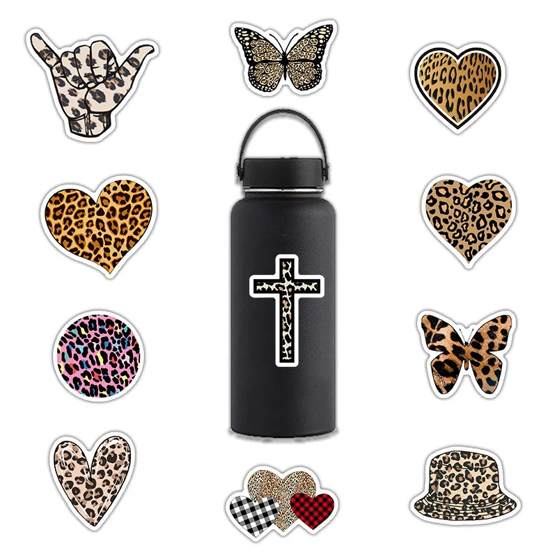 10/30/50Pcs Leopard Love Letters Sticker For Suitcase Skateboard Laptop Luggage Fridge Phone Car Styling DIY Decal Sticker