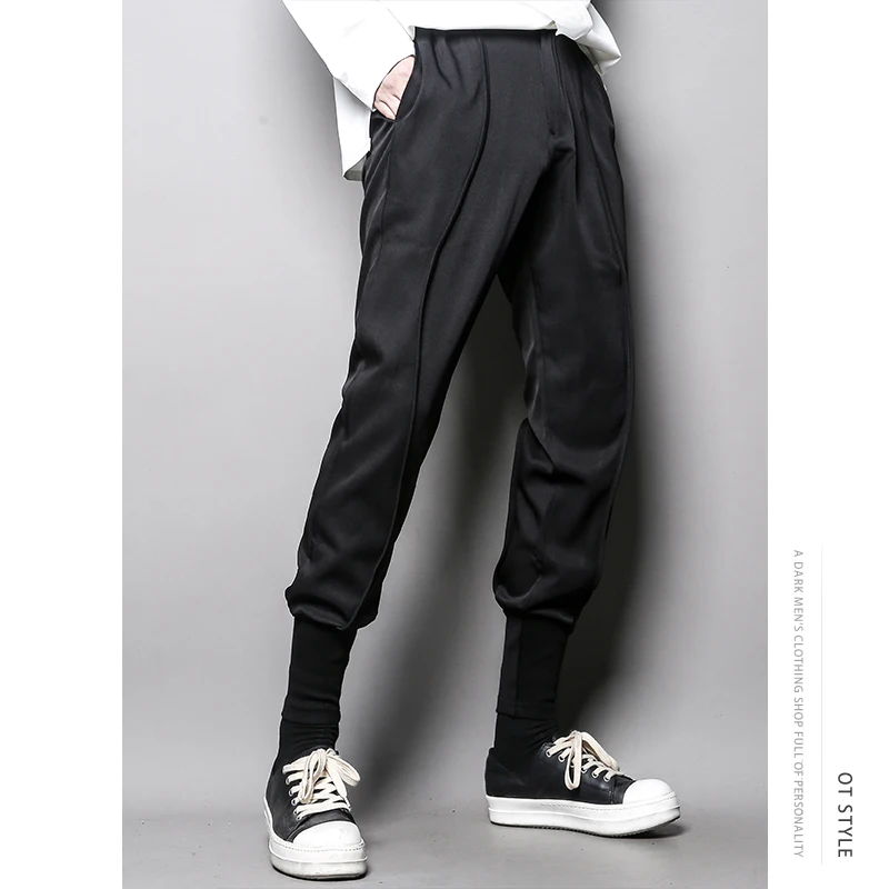 Casual Slim Fit Trendy Pants Men's Autumn And Winter Personality Niche Irregular Cutting Hairdresser's Small Foot Closure Pants