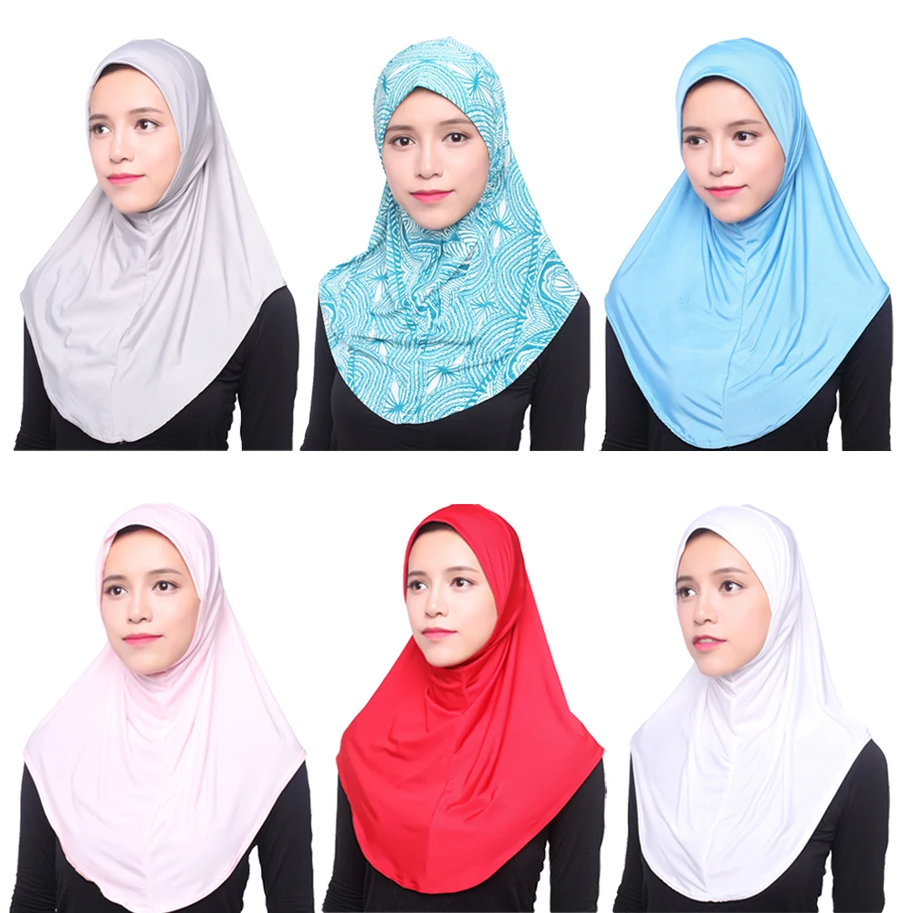 

Beauty Muslim Hijab Islamic Jersey Turban Women Printed Ninja Underscarf Caps Instant Head Scarf Full Cover Inner Coverings Hats