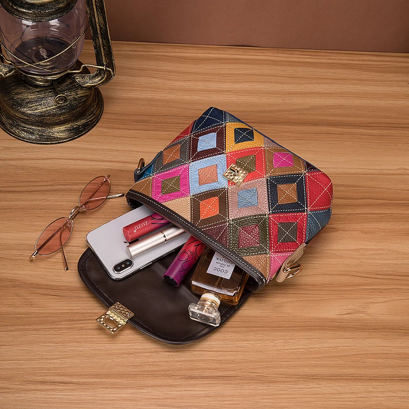 Multi-Color Soft Real Leather Luxury Brand Ladies Flower Fashion Small Handbag Shoulder bag Women Designer Female Tote bag 1180