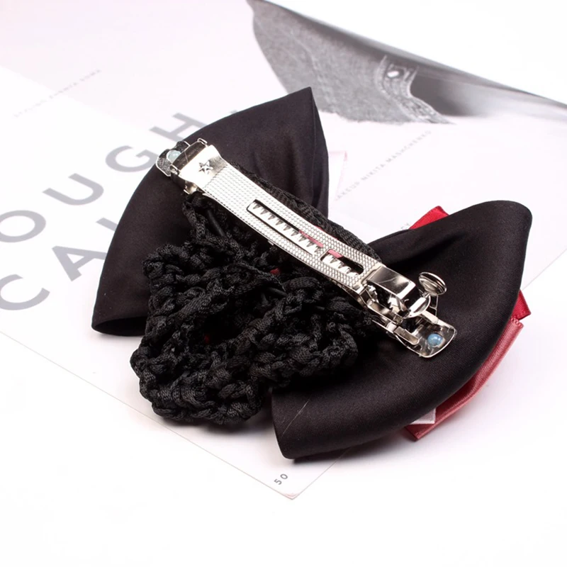 Women'S Professional Head Flower Net Pockets Many Color Styles White-Collar Professional Handmade Ribbon Bow Hair Accessories