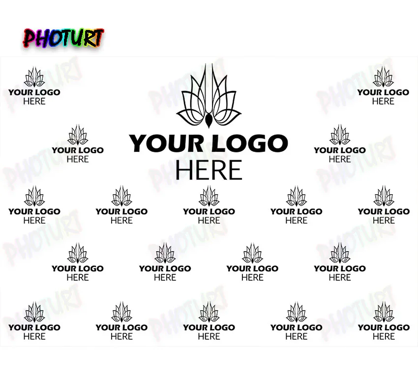 PHOTURT Custom Own Logo Photography Backdrop Birthday Wedding Ceremony Background Repeat Trademark Vinyl Photo Studios Props