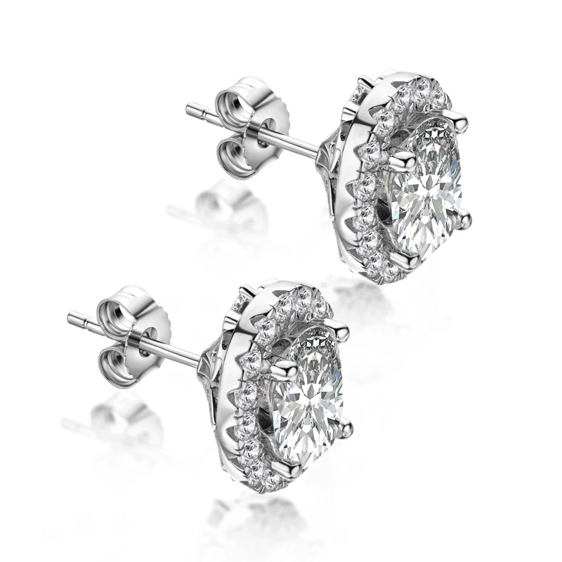 Earrings Stud For Women 925 Silver 6 Ct Oval Moissanite Earrings