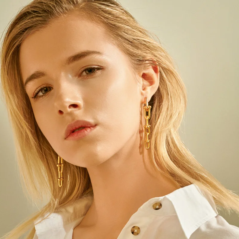 2020 New Brand Punk Earrings for Women Vintage Metal U Chains Long Earrings Gothic Jewelry Chain Earring Female Tassel Brincos