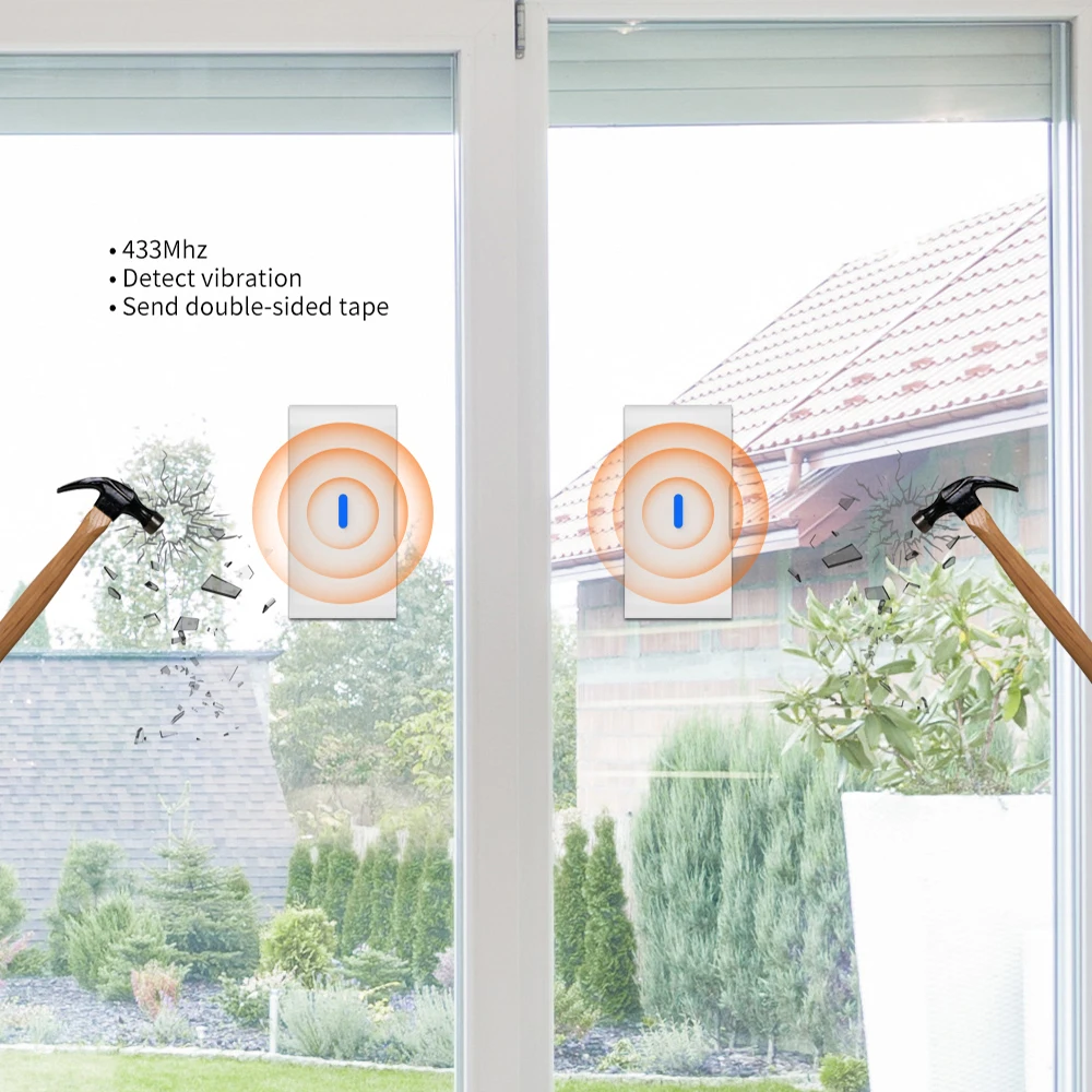 Staniot 4Pcs Smart Wireless Door Window sensore di vibrazione rottura del vetro rilevatore di allarme antifurto SOS per la protezione della