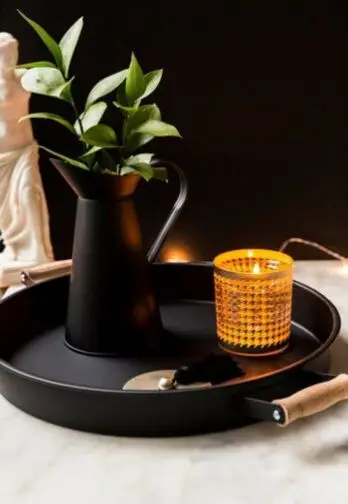 

DOLBOVI Black Country Style Metal tray and Vase Set tray поднос plateau de service