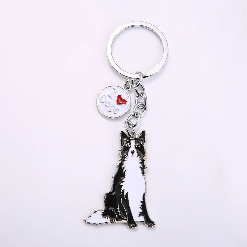 Keychain Border Collie Dog lovers Keychain Dog Tag Keychains Car Keyring Jewelry Bag Best Friend Gift Pet Animal Charm