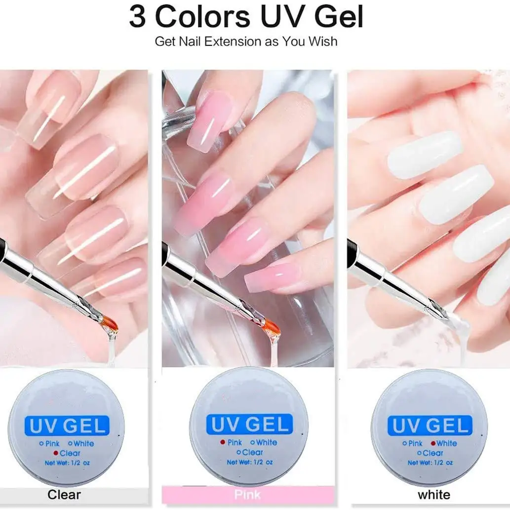 arm Girl 12 Color Pure UV Gel Builder Clear Pink White Gel UV Nail Art Set