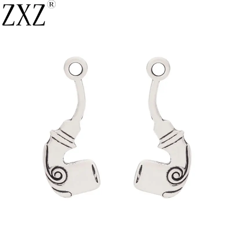 ZXZ 20pcs Tibetan Silver Tobacco Pipe Charms Pendants Double Sided for Necklace Bracelet Jewelry Making Findings 29x11mm