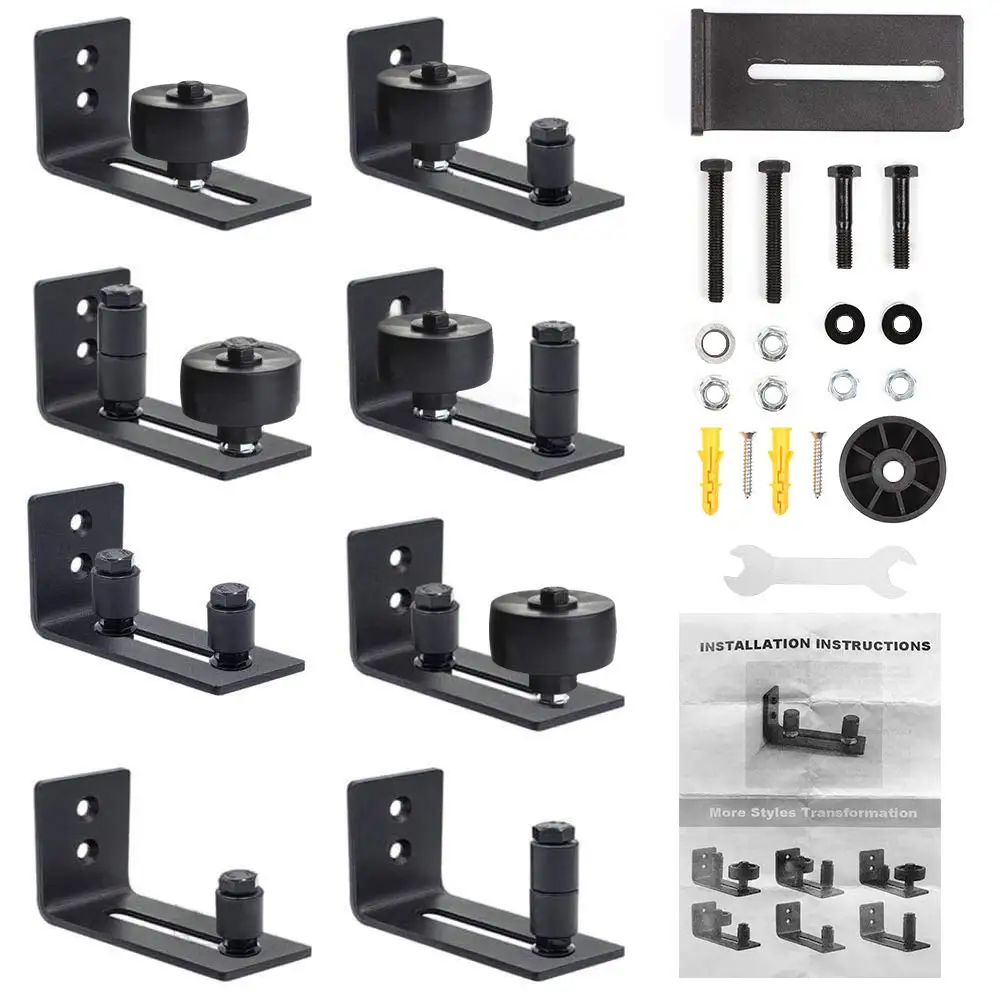 8 In 1 Adjustable Sliding Floor Guide Top Mounted Hanger Track Hardware Kit For Barn Door Hardware Accessory Sliding Door