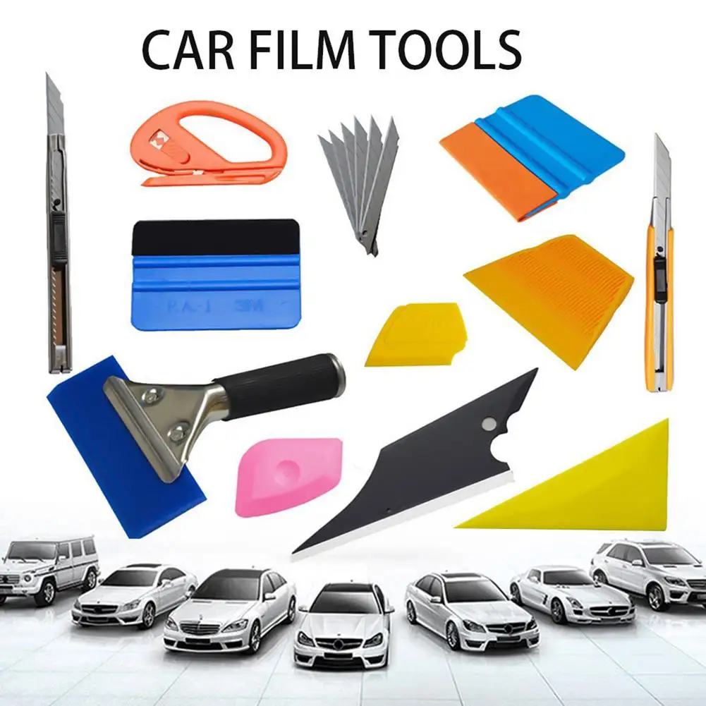 12Pcs Car Window Tint Kit Wrapping Tool Kits Carbon Fiber Vinyl Film Wrap Scraper Sticker Knife Kit Window Tinting Squeegee