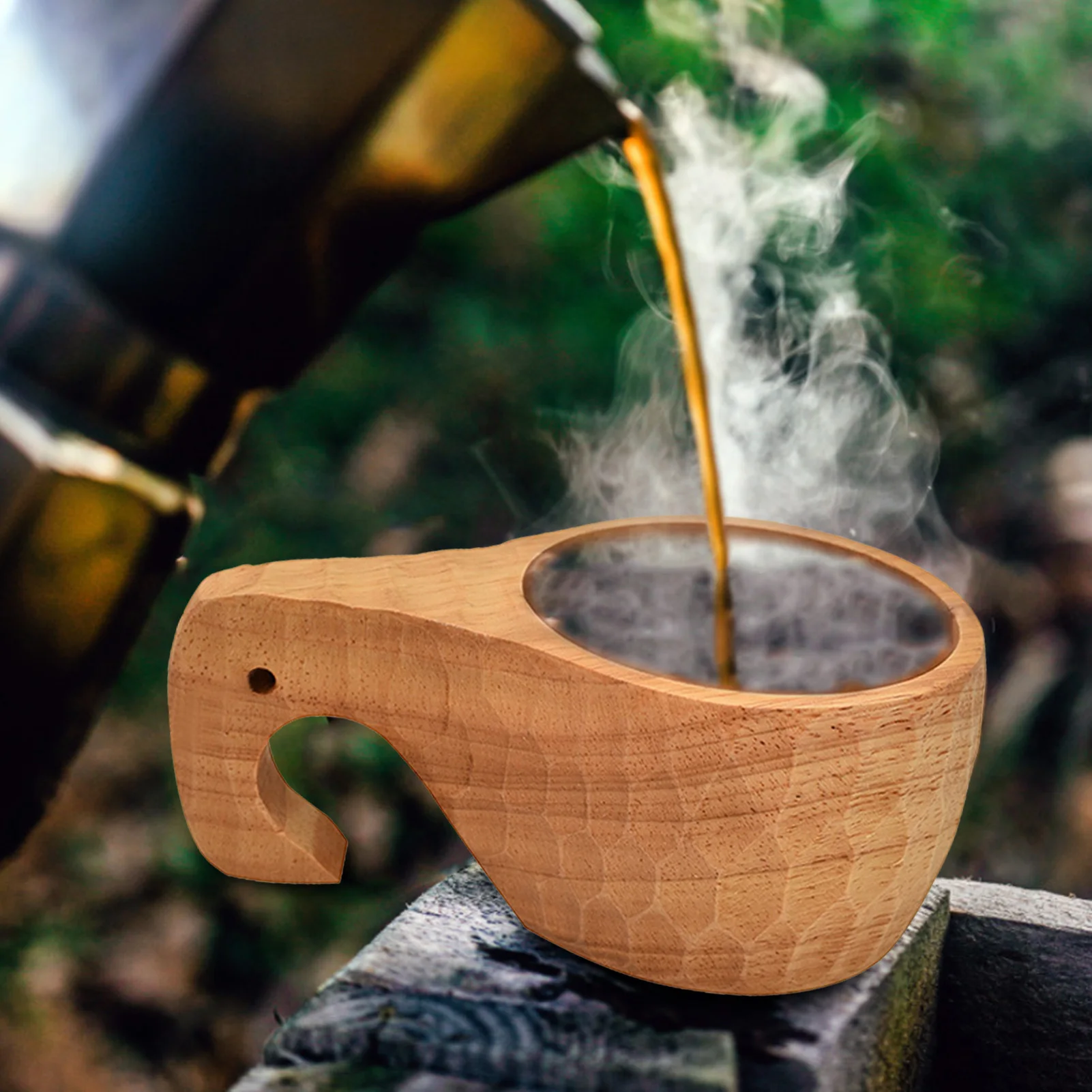 Wooden Camping Mug Wooden Tea Cup Portable Kuksa Wooden Mug For Coffee Tea Milk For Hiking Camping Backpacking 200ml With Lanyar