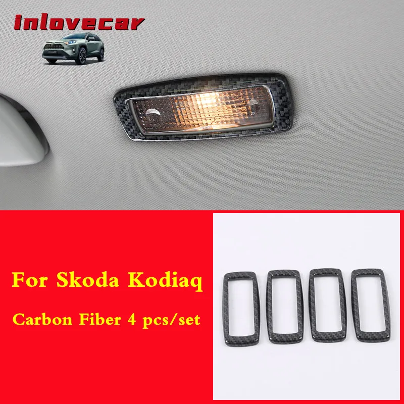 

Reading light trim cover carbon fiber Styling Interior Mouldings car-styling Accessories 4pcs For Skoda Kodiaq 2017 2018 2019