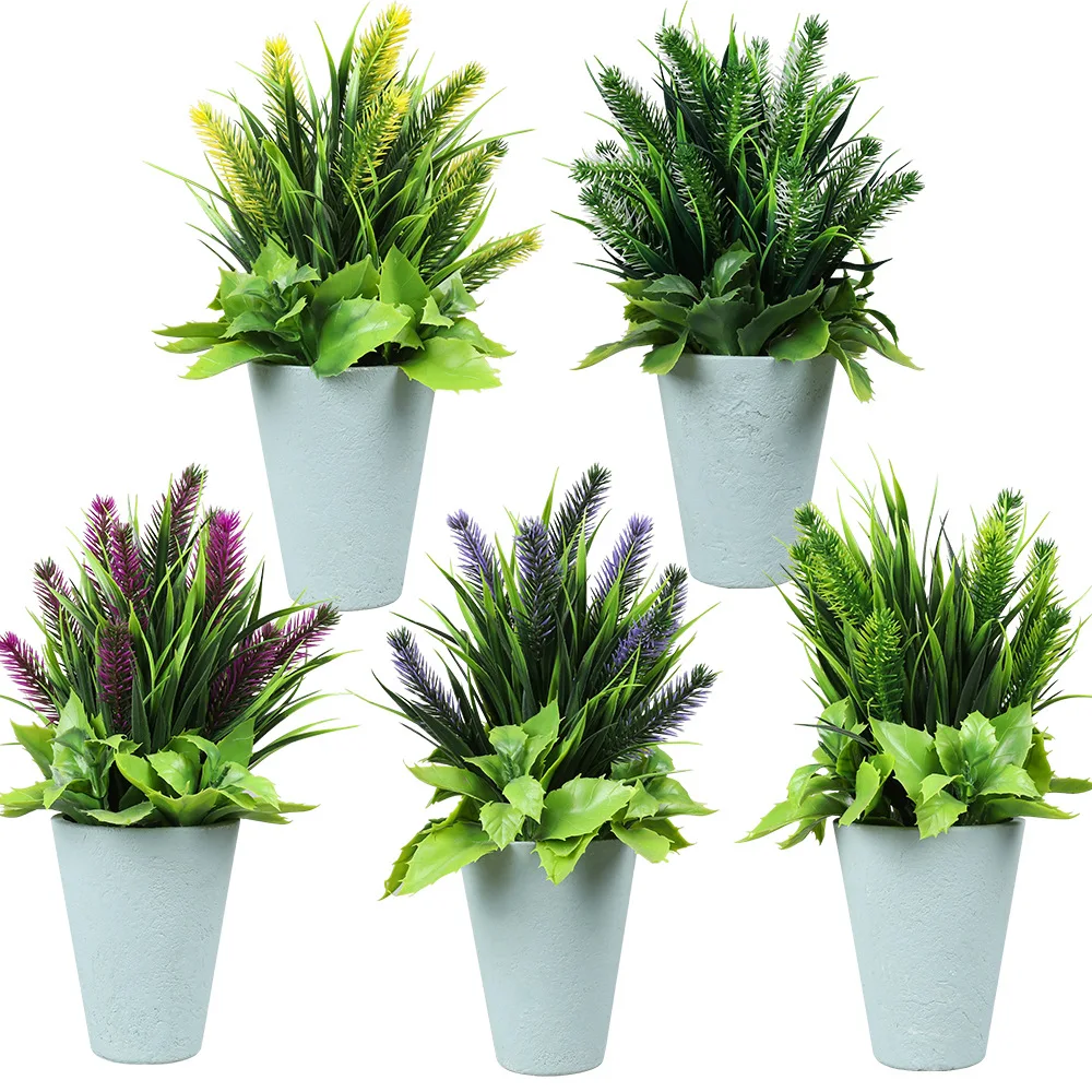 Pulp Basin Plastic Artificial Potted Plant Lavender Bonsai Home Office Decor Desktop Mini Green Plant Simulation Potted Plants