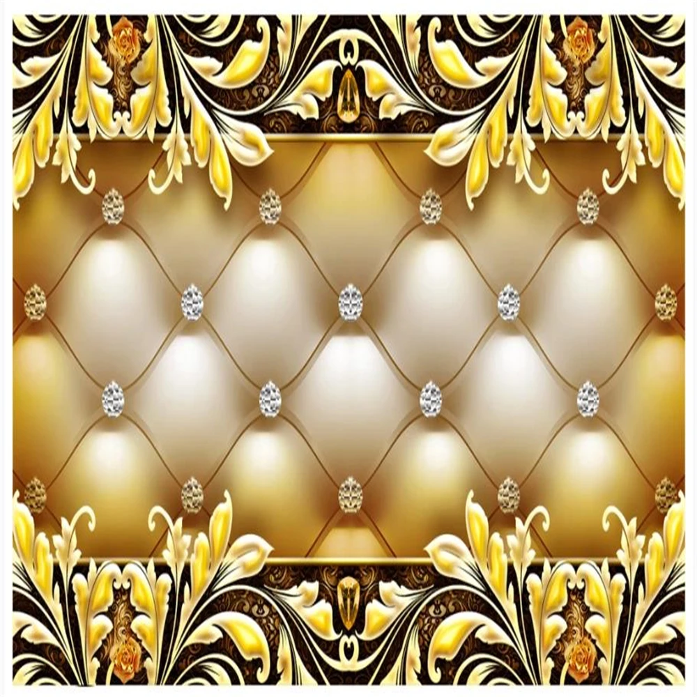 

European palace classical pattern soft bag jewelry wallpapers background wall gold wallpapers