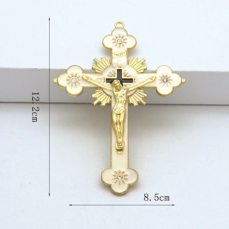 Gold Catholic INRI Budded Wall Crosses Christian Latin Cross Fleuree Prayer Church Decor Hanging Crucifix